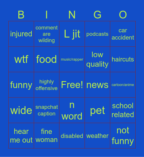 reels Bingo Card