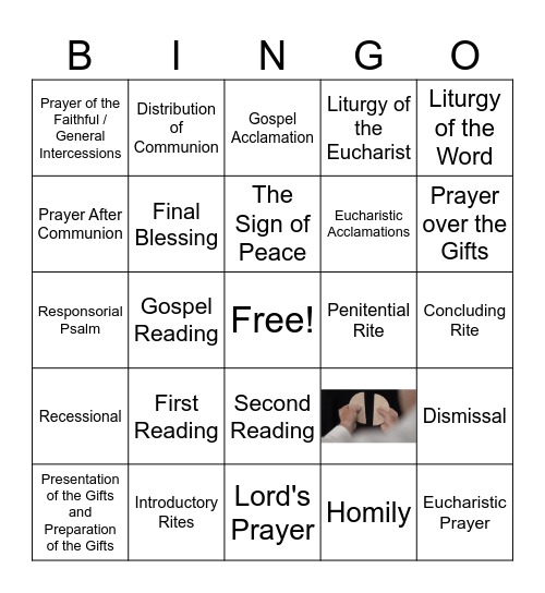 Outline of the Catholic Mass Bingo Card