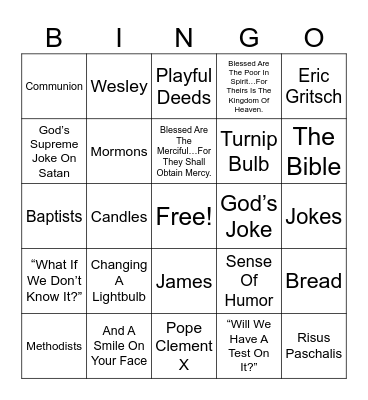 Worship Bingo Card