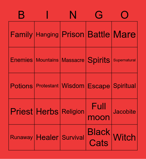 Corrag Bingo Card