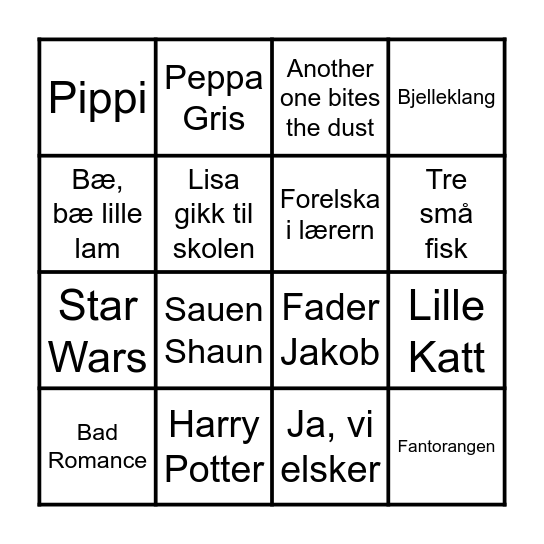 Melodibingo! Bingo Card