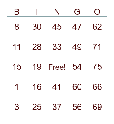 RYU - BARATS Bingo Card