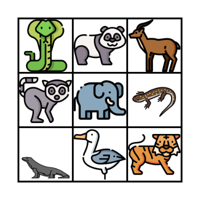 ASIAN WILD ANIMALS Bingo Card