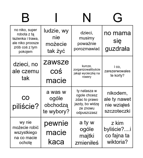 pretensje starego 07.04 Bingo Card