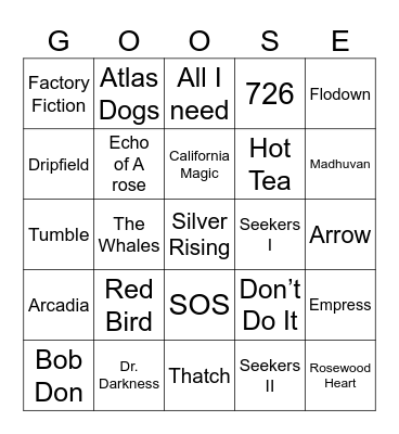 Goose at the Cap 4/7-4/10 Bingo Card