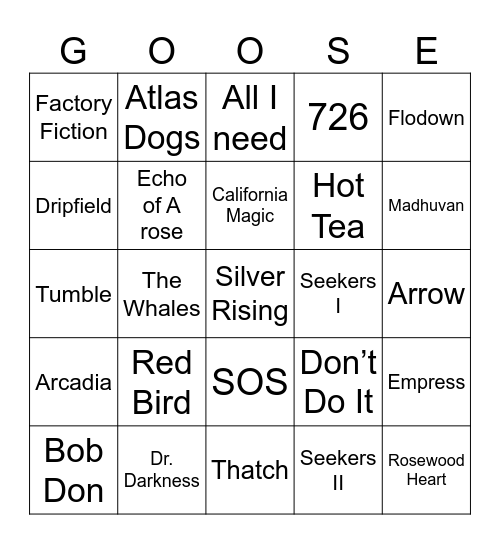 Goose at the Cap 4/7-4/10 Bingo Card