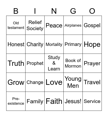 Sunday morning 2024 Bingo Card