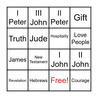 New Testament Epistles (Letters) Bingo Card