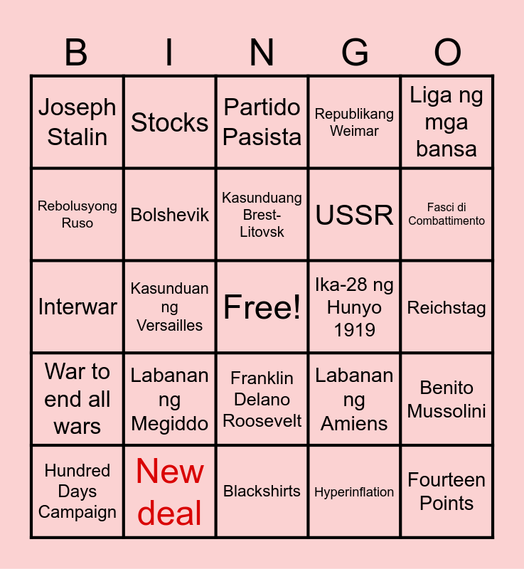 ARALING PANLIPUNAN GROUP 3 Bingo Card