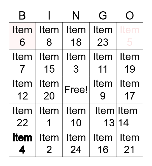 Bingo Game for Learning Bingo Card