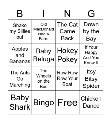 Nursey Rhymes Bingo Card