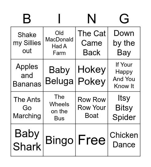 Nursey Rhymes Bingo Card