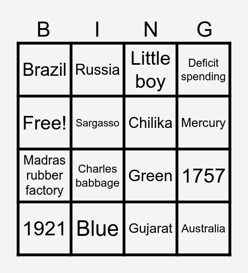 BINGO VINGO Bingo Card
