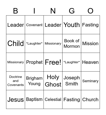 General Conference Bingo Card
