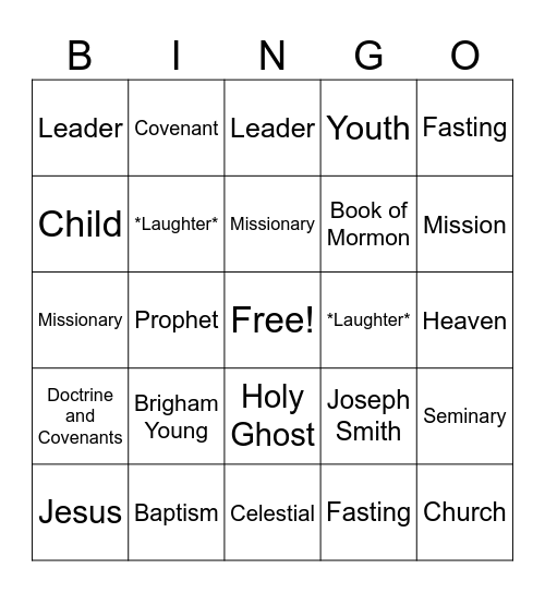 General Conference Bingo Card