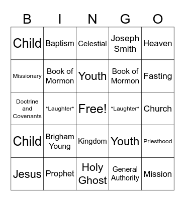 General Conference Bingo Card