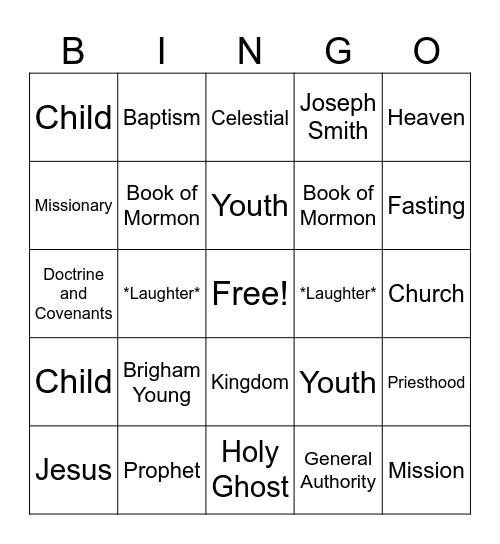 General Conference Bingo Card