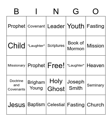 General Conference Bingo Card