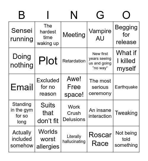 First Day Bingo! Bingo Card