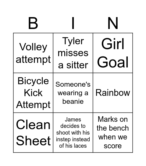 Pitch Invaders Bingo Card