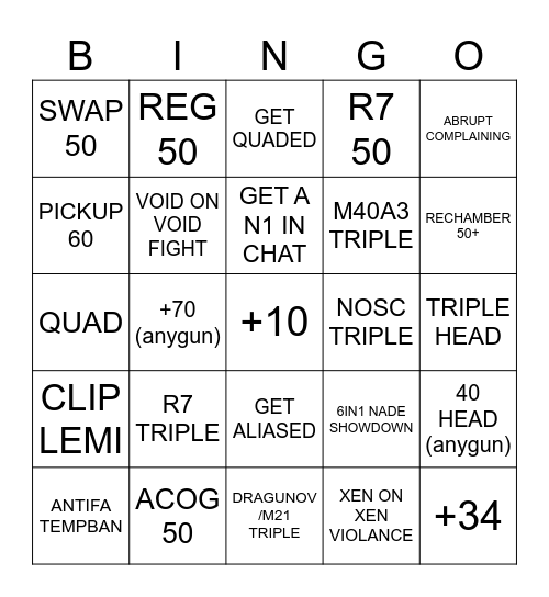 SUNDAY BINGO Card