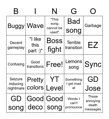 Recent Tab bingo Card