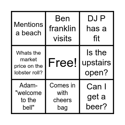 Bell In Hand Bingo Card
