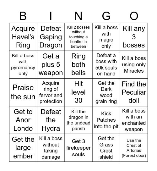 DARK SOULS BINGO Card