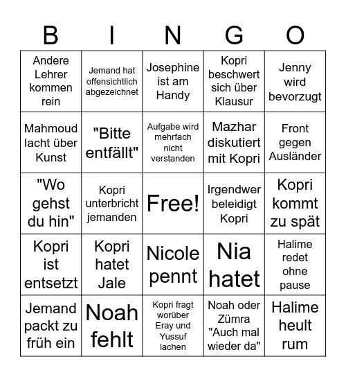 Kunst Lk Bingo Card