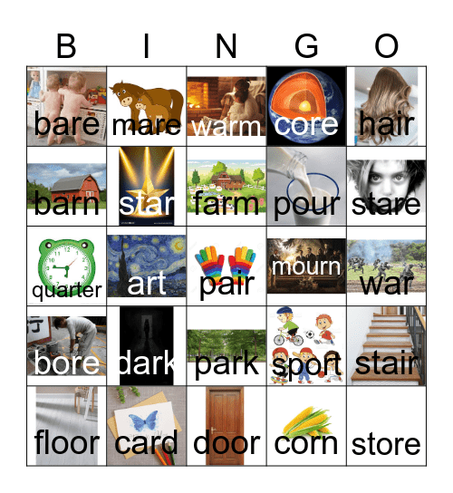 19-21  [ɛr,ar,ɔr] words Bingo Card