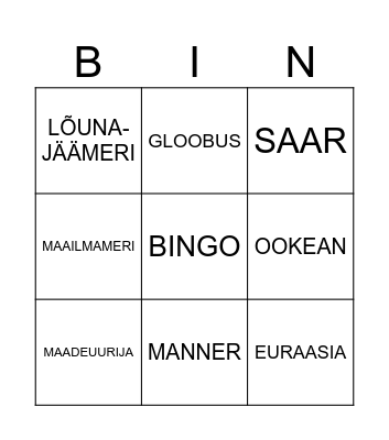 Seiklused merel Bingo Card