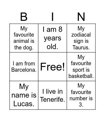 Wh questions Bingo Card