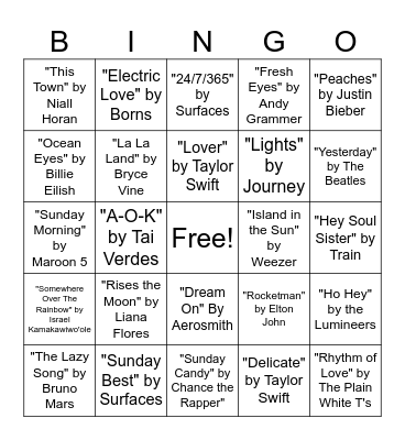 Rainy Sunday Bingo Card