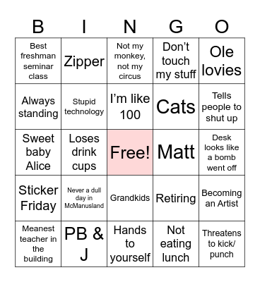 McManus Bingo Card