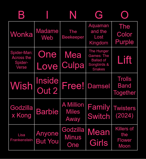 23-24 Movie Bingo Card