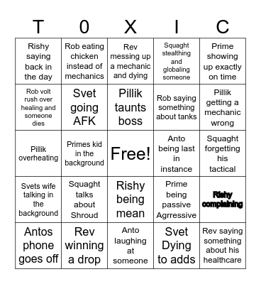 Totally Bingo Card