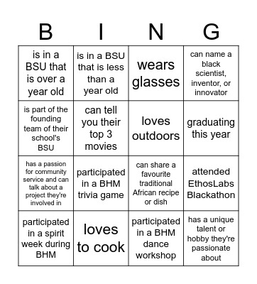 Find Someone Who.... Bingo Card