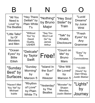 Rainy Day Bingo Card