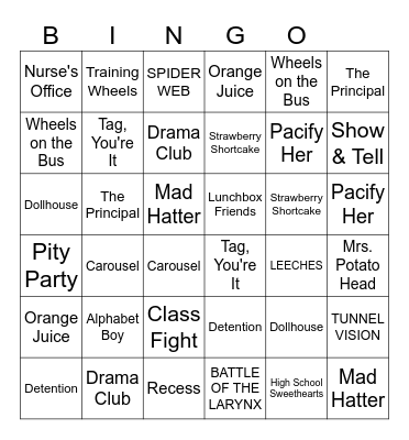 Melanie Martinez Bingo Card