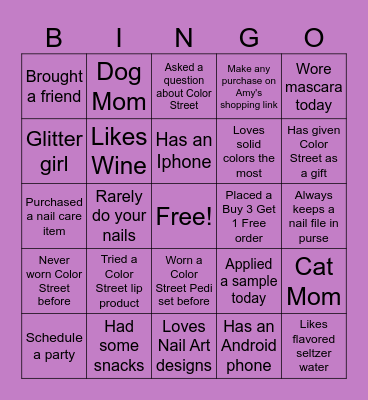 Amy's Color Street Open House Bingo Card