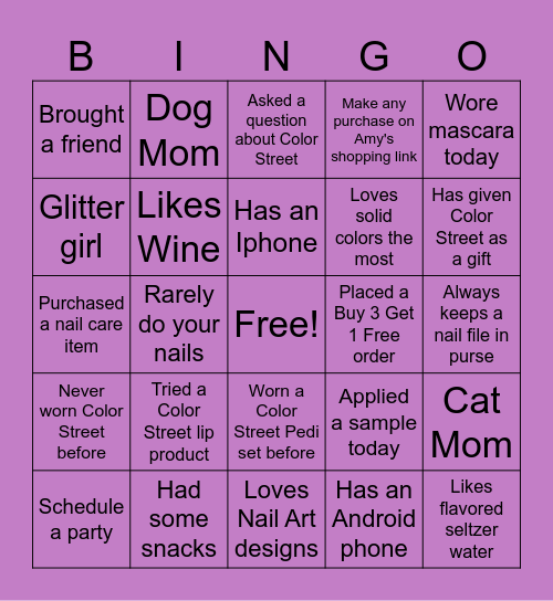 Amy's Color Street Open House Bingo Card