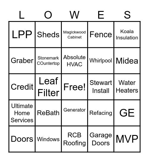 VENDOR DAY BINGO Card