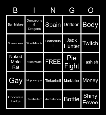 RANDOMLY MADE BY CHAT Bingo Card