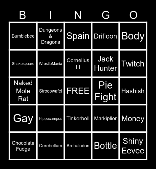 RANDOMLY MADE BY CHAT Bingo Card