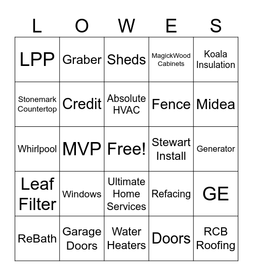VENDOR DAY BINGO Card