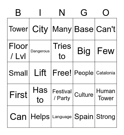 Castells Bingo Card