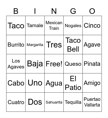 Cinco de Mayo BINGO Card