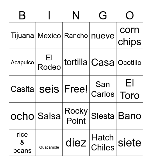 Cinco de Mayo BINGO Card Cinco de Mayo BINGO Card