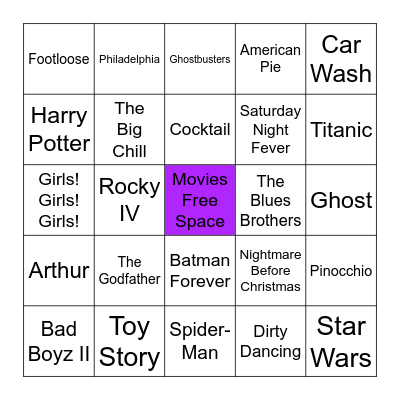 Movies Bingo Card