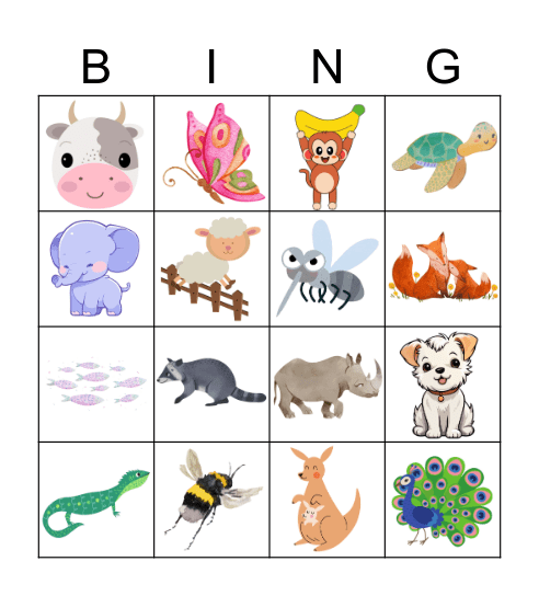 Animals bingo Card